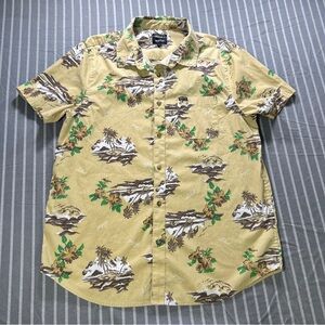 BRIXTON CHARTER PRINT S/S Woven Shirt Size Large - Color Straw/Paradise